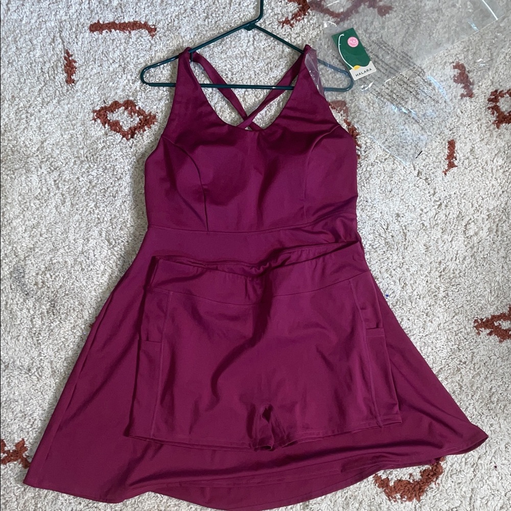 NWT- Halara- Sz XL- 2 Piece Pocket Active Dress- Aubergine(no longer available)